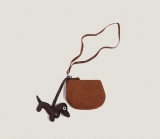 皮革臘腸狗零錢包